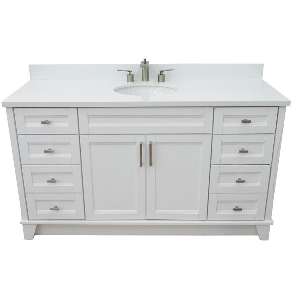 Bellaterra Home, Terni 61" White Single Vanity, Oval Sink, White Quartz#top-options_white-quartz-top