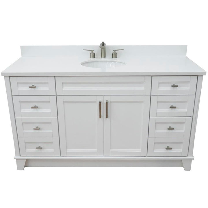 Bellaterra Home, Terni 61" White Single Vanity, Oval Sink, White Quartz#top-options_white-quartz-top