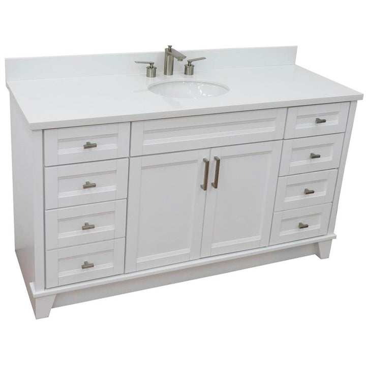 Bellaterra Home, Terni 61" White Single Vanity, Oval Sink, White Quartz#top-options_white-quartz-top
