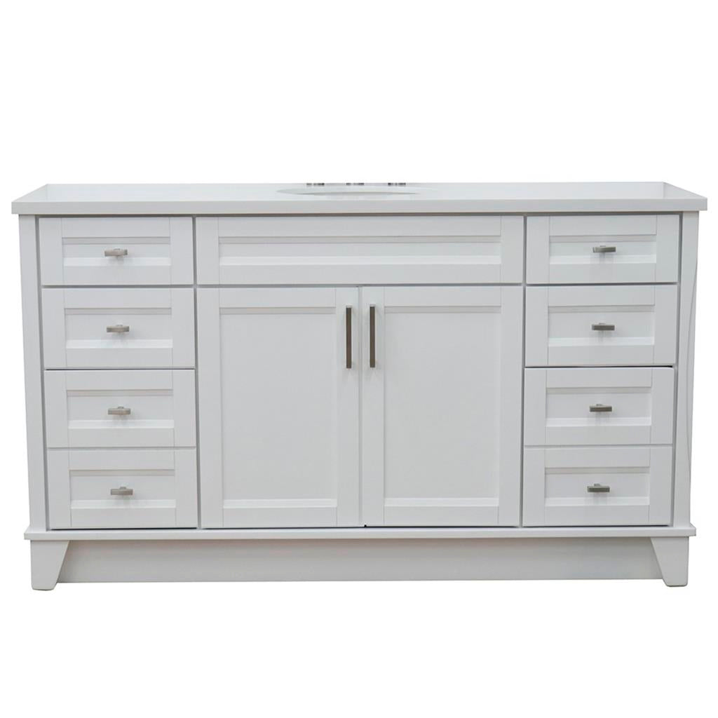 Bellaterra Home, Terni 61" White Single Vanity, Oval Sink, White Quartz#top-options_white-quartz-top