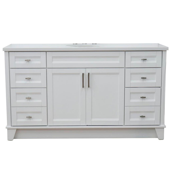 Bellaterra Home, Terni 61" White Single Vanity, Oval Sink, White Quartz#top-options_white-quartz-top