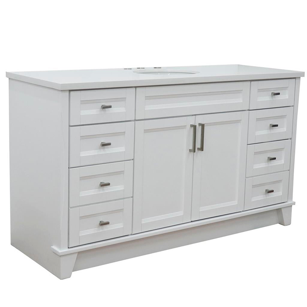 Bellaterra Home, Terni 61" White Single Vanity, Oval Sink, White Quartz#top-options_white-quartz-top