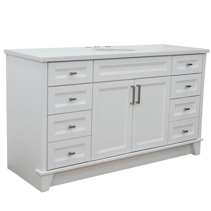 Bellaterra Home, Terni 61" White Single Vanity, Oval Sink, White Quartz#top-options_white-quartz-top