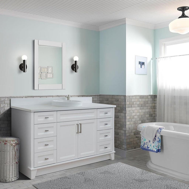 Bellaterra Home, Terni 61" White Single Vanity, Round Sink, White Quartz#top-options_white-quartz-top