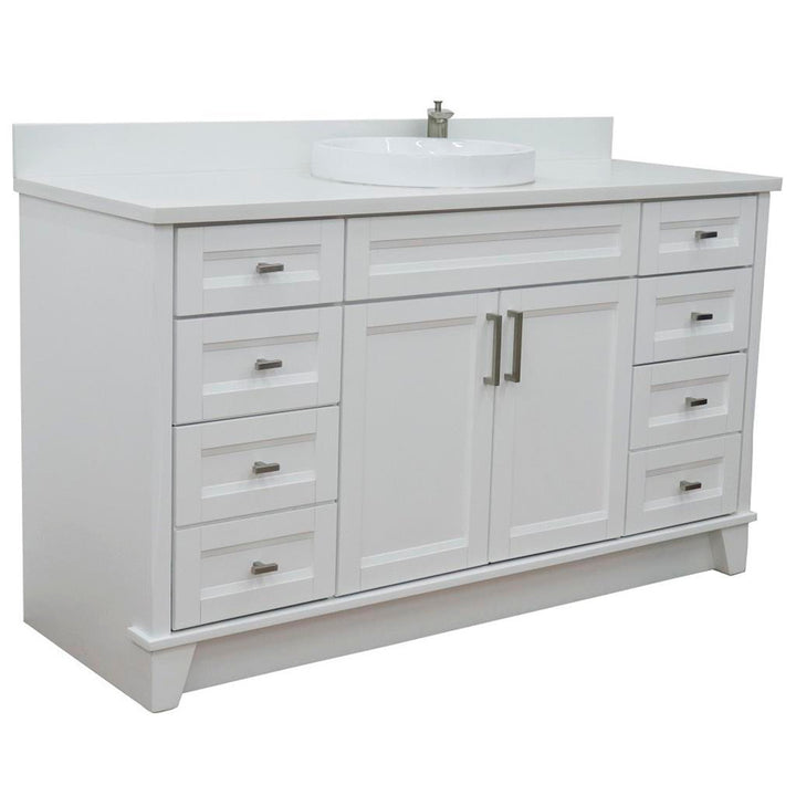 Bellaterra Home, Terni 61" White Single Vanity, Round Sink, White Quartz#top-options_white-quartz-top