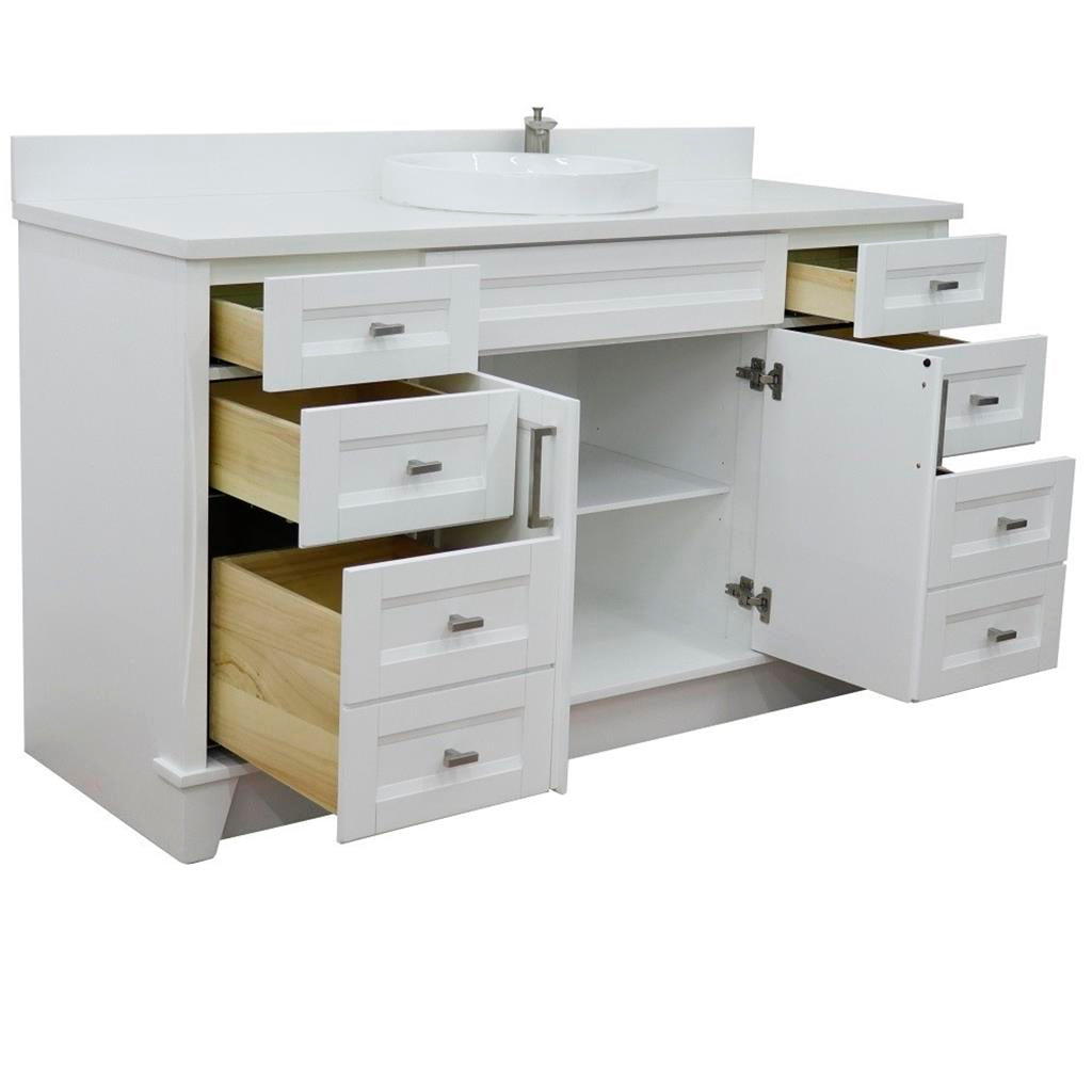 Bellaterra Home, Terni 61" White Single Vanity, Round Sink, White Quartz#top-options_white-quartz-top