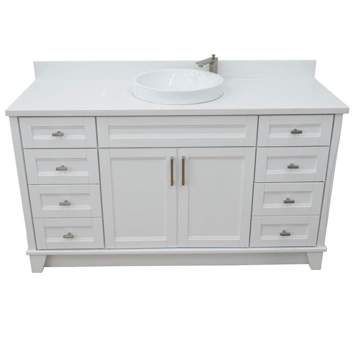 Bellaterra Home, Terni 61" White Single Vanity, Round Sink, White Quartz#top-options_white-quartz-top