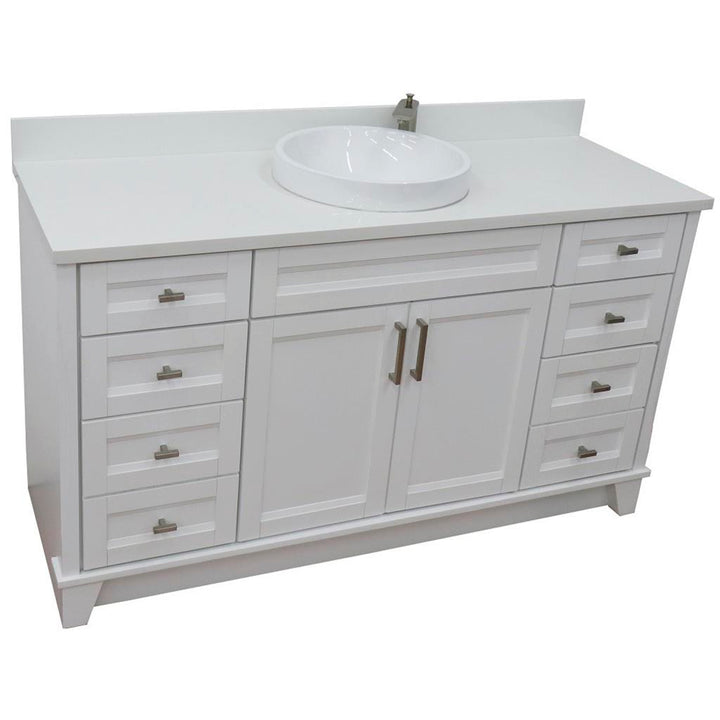Bellaterra Home, Terni 61" White Single Vanity, Round Sink, White Quartz#top-options_white-quartz-top