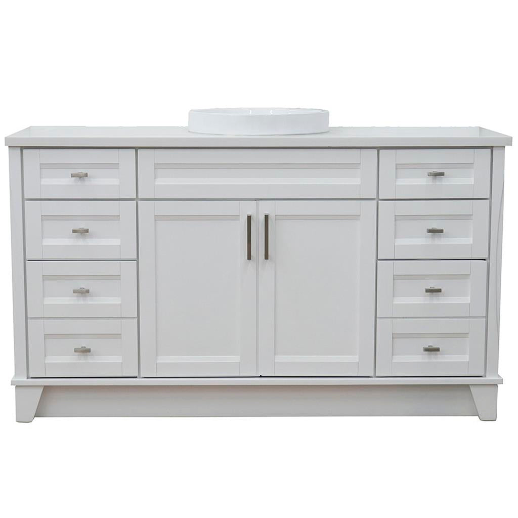 Bellaterra Home, Terni 61" White Single Vanity, Round Sink, White Quartz#top-options_white-quartz-top