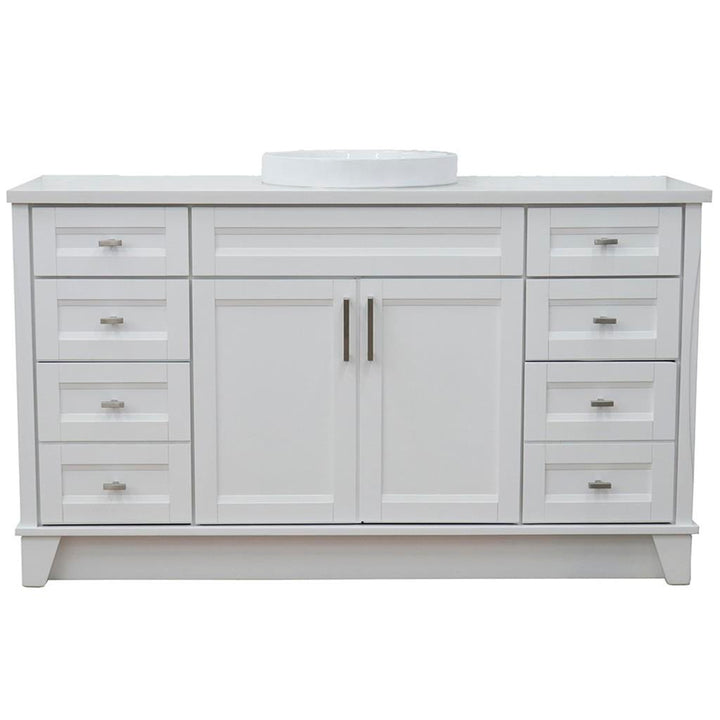 Bellaterra Home, Terni 61" White Single Vanity, Round Sink, White Quartz#top-options_white-quartz-top
