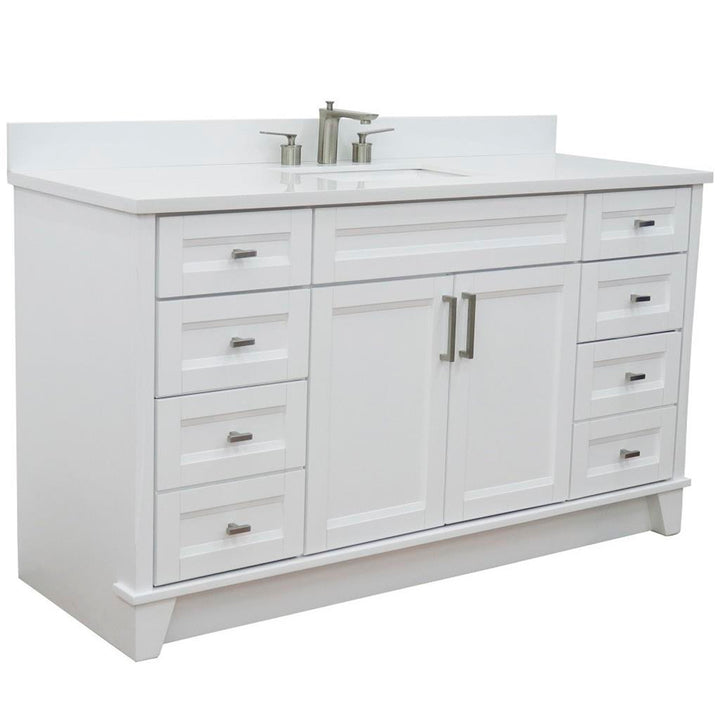 Bellaterra Home, Terni 61" White Single Vanity, Rectangle Sink, White Quartz#top-options_white-quartz-top