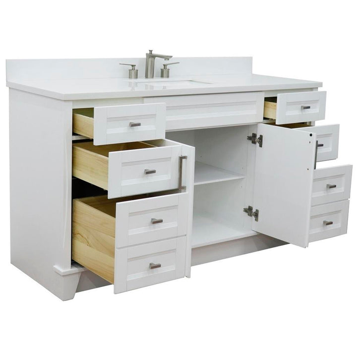 Bellaterra Home, Terni 61" White Single Vanity, Rectangle Sink, White Quartz#top-options_white-quartz-top