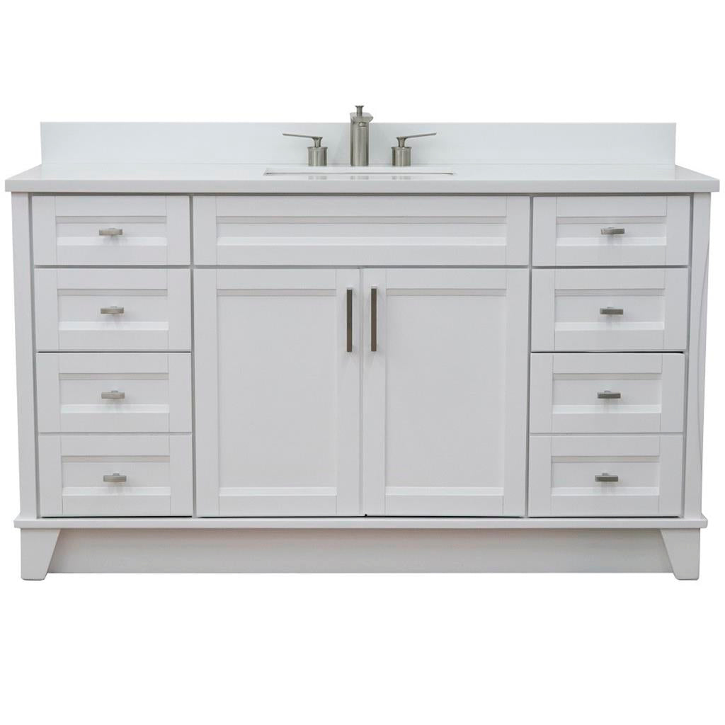 Bellaterra Home, Terni 61" White Single Vanity, Rectangle Sink, White Quartz#top-options_white-quartz-top