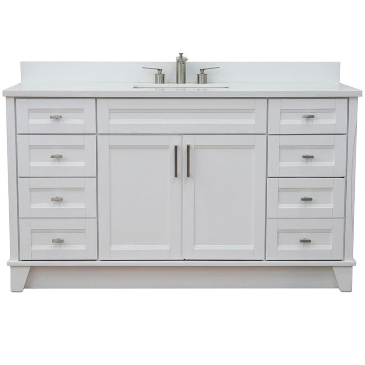 Bellaterra Home, Terni 61" White Single Vanity, Rectangle Sink, White Quartz#top-options_white-quartz-top
