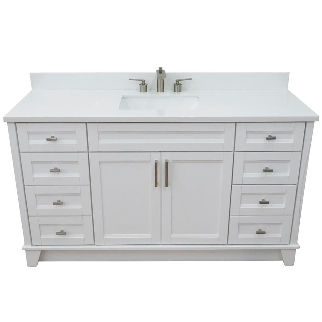 Bellaterra Home, Terni 61" White Single Vanity, Rectangle Sink, White Quartz#top-options_white-quartz-top