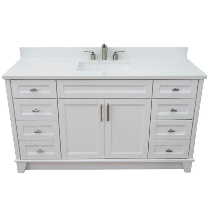 Bellaterra Home, Terni 61" White Single Vanity, Rectangle Sink, White Quartz#top-options_white-quartz-top
