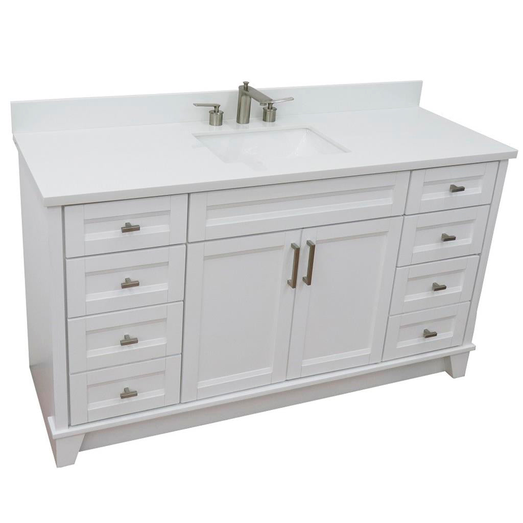 Bellaterra Home, Terni 61" White Single Vanity, Rectangle Sink, White Quartz#top-options_white-quartz-top