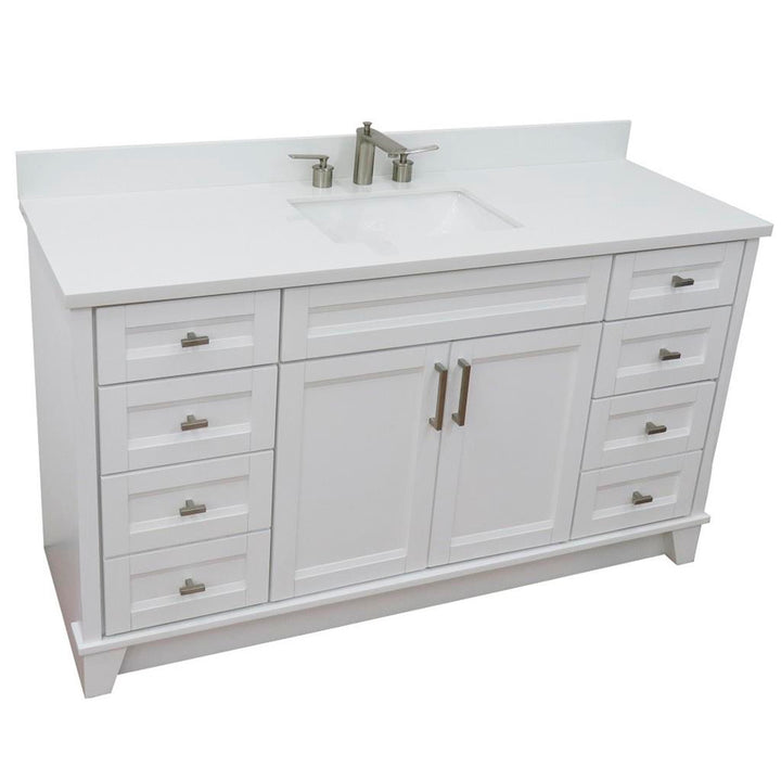 Bellaterra Home, Terni 61" White Single Vanity, Rectangle Sink, White Quartz#top-options_white-quartz-top