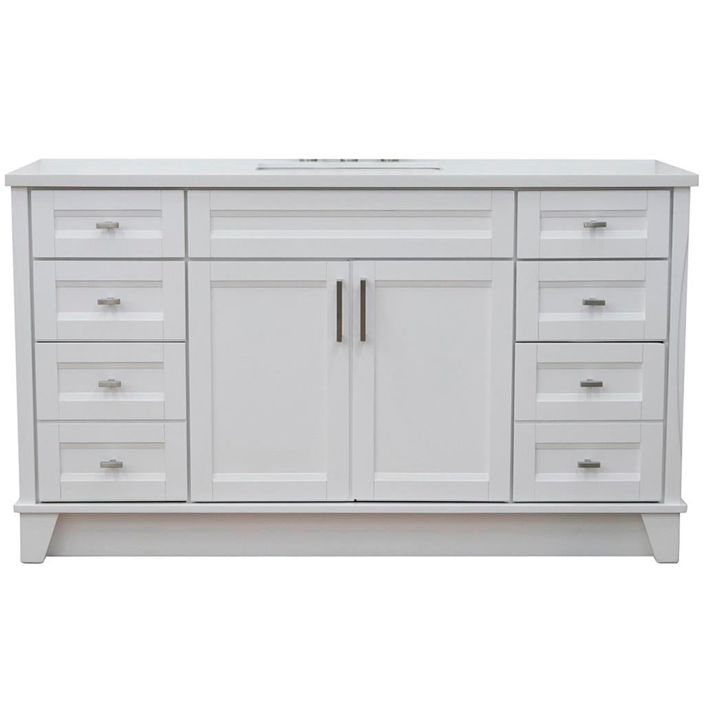 Bellaterra Home, Terni 61" White Single Vanity, Rectangle Sink, White Quartz#top-options_white-quartz-top