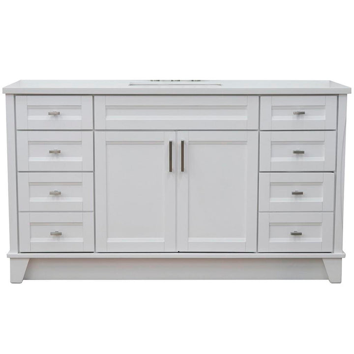 Bellaterra Home, Terni 61" White Single Vanity, Rectangle Sink, White Quartz#top-options_white-quartz-top