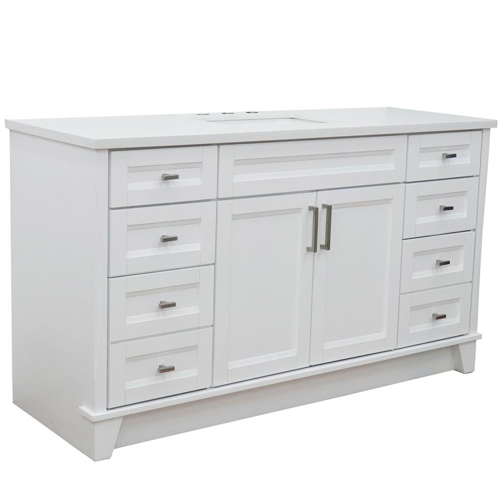 Bellaterra Home, Terni 61" White Single Vanity, Rectangle Sink, White Quartz#top-options_white-quartz-top