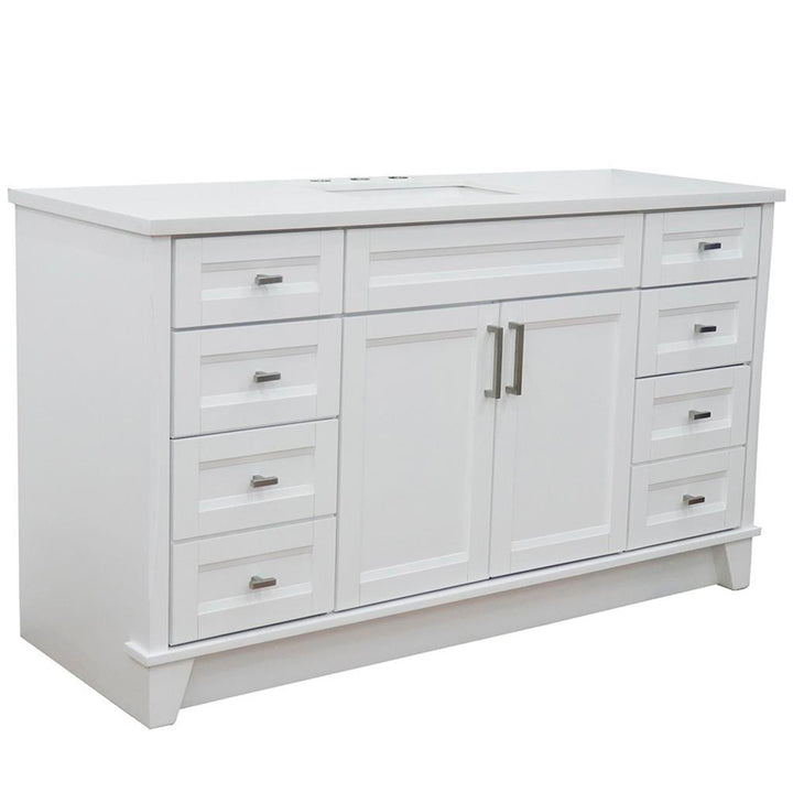 Bellaterra Home, Terni 61" White Single Vanity, Rectangle Sink, White Quartz#top-options_white-quartz-top