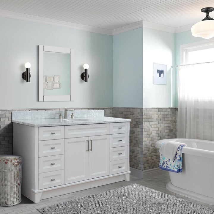 Bellaterra Home, Terni 61" White Single Vanity, Oval Sink, White Carrara Marble#top-options_white-carrara-marble-top