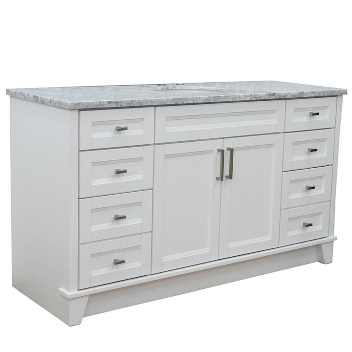 Bellaterra Home, Terni 61" White Single Vanity, Oval Sink, White Carrara Marble#top-options_white-carrara-marble-top