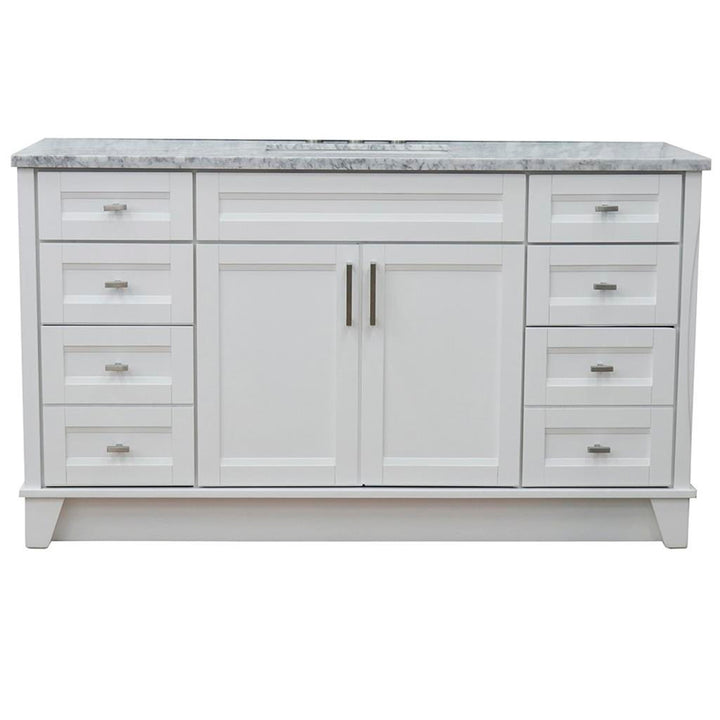 Bellaterra Home, Terni 61" White Single Vanity, Rectangle Sink, White Carrara Marble#top-options_white-carrara-marble-top