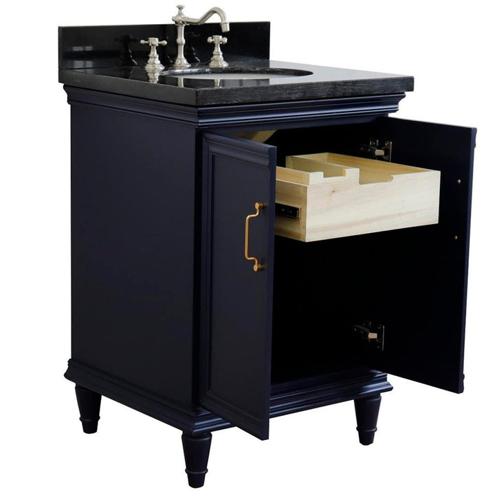 Bellaterra Home, Forli 25" Blue Vanity, Oval Sink, Black Galaxy Granite#top-options_black-galaxy-granite-top