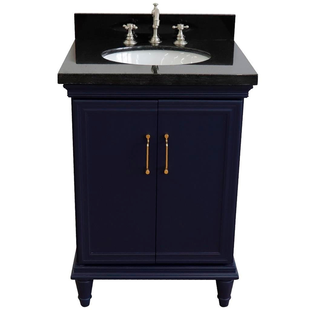 Bellaterra Home, Forli 25" Blue Vanity, Oval Sink, Black Galaxy Granite#top-options_black-galaxy-granite-top