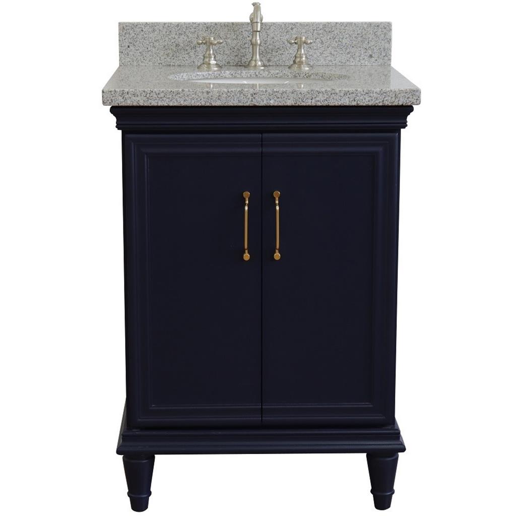 Bellaterra Home, Forli 25" Blue Vanity, Oval Sink, Gray Granite#top-options_gray-granite-top