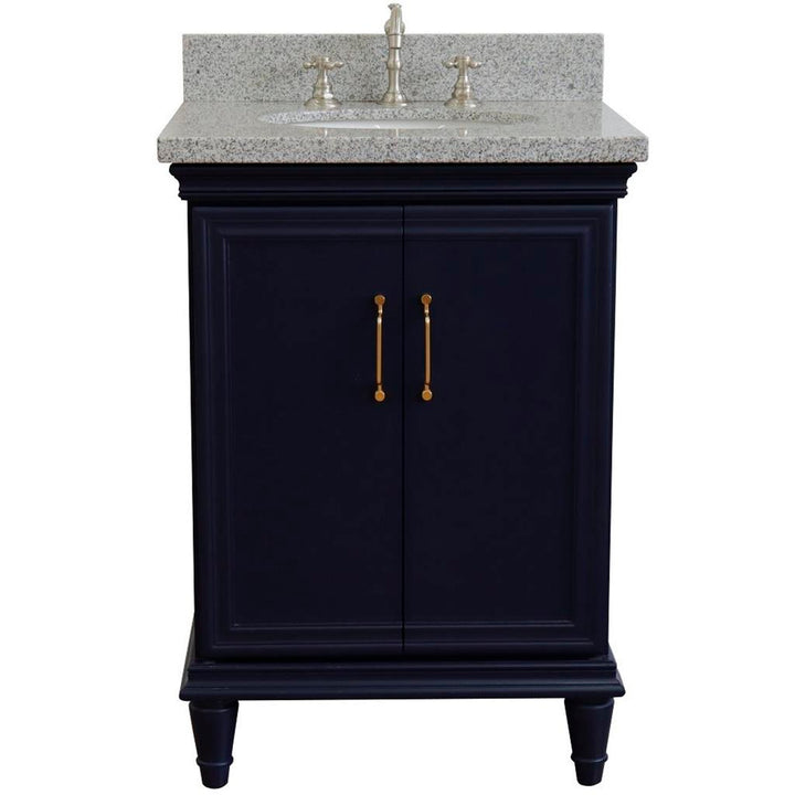 Bellaterra Home, Forli 25" Blue Vanity, Oval Sink, Gray Granite#top-options_gray-granite-top
