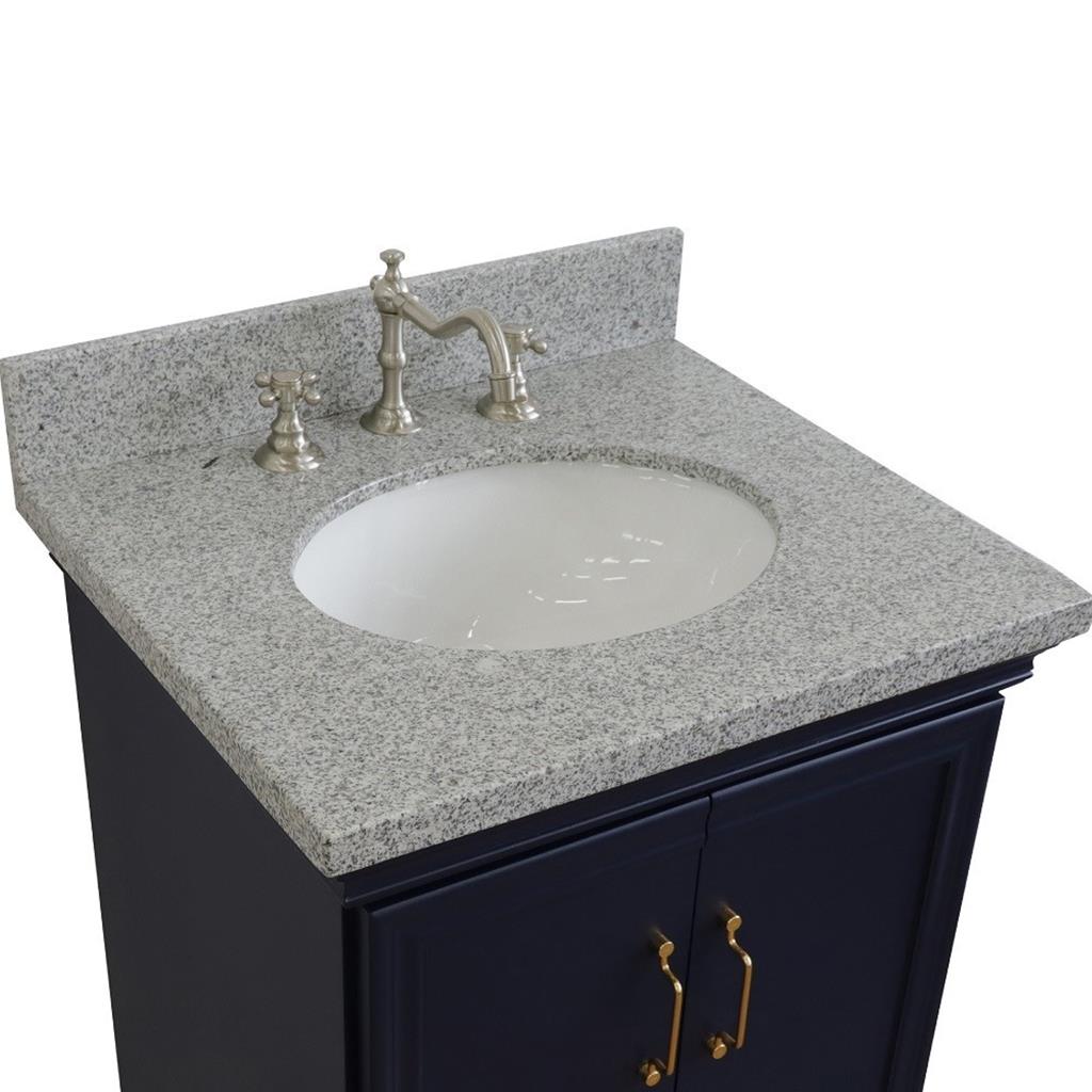Bellaterra Home, Forli 25" Blue Vanity, Oval Sink, Gray Granite#top-options_gray-granite-top