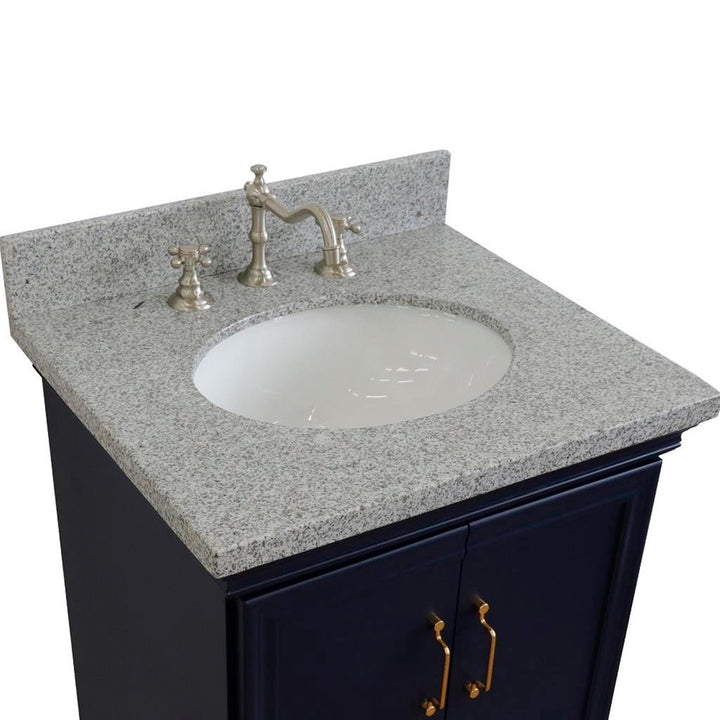 Bellaterra Home, Forli 25" Blue Vanity, Oval Sink, Gray Granite#top-options_gray-granite-top