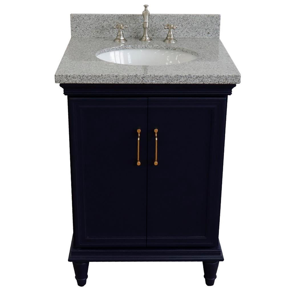 Bellaterra Home, Forli 25" Blue Vanity, Oval Sink, Gray Granite#top-options_gray-granite-top