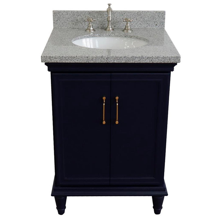 Bellaterra Home, Forli 25" Blue Vanity, Oval Sink, Gray Granite#top-options_gray-granite-top