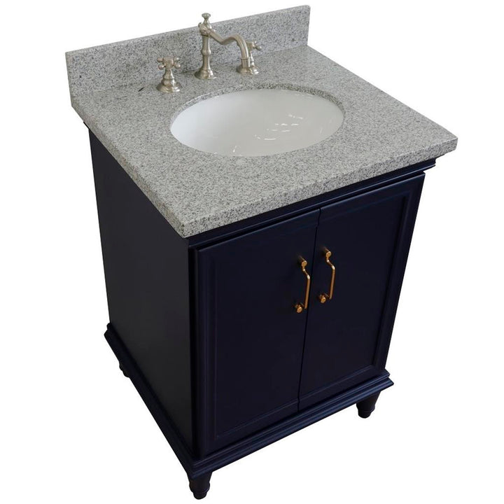 Bellaterra Home, Forli 25" Blue Vanity, Oval Sink, Gray Granite#top-options_gray-granite-top