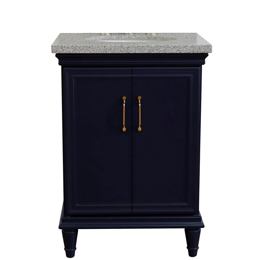 Bellaterra Home, Forli 25" Blue Vanity, Oval Sink, Gray Granite#top-options_gray-granite-top
