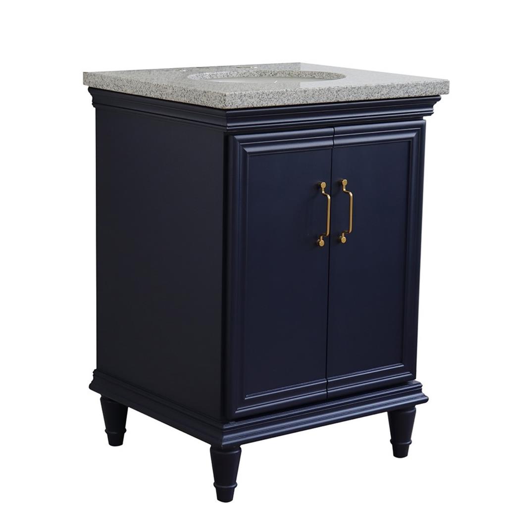 Bellaterra Home, Forli 25" Blue Vanity, Oval Sink, Gray Granite#top-options_gray-granite-top