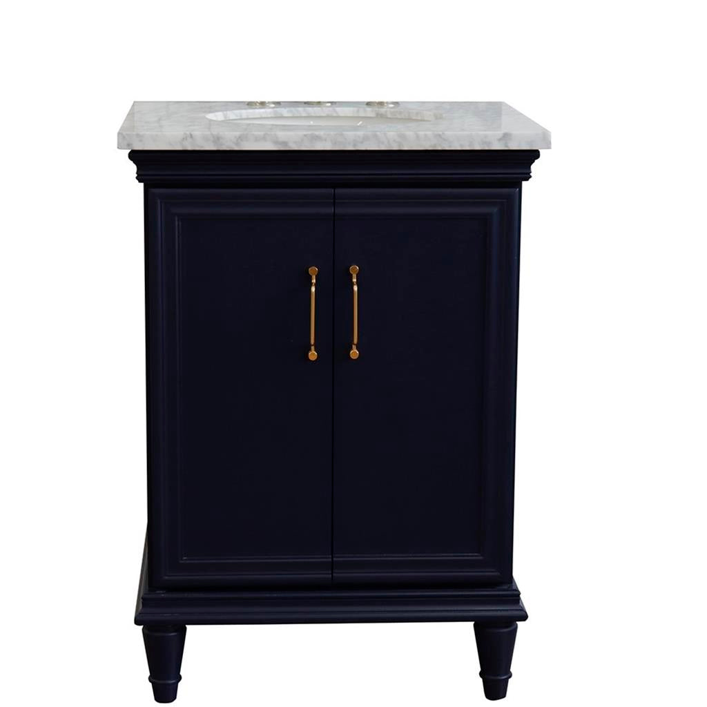 Bellaterra Home, Forli 25" Blue Vanity, Oval Sink, White Carrara Marble#top-options_white-carrara-marble-top