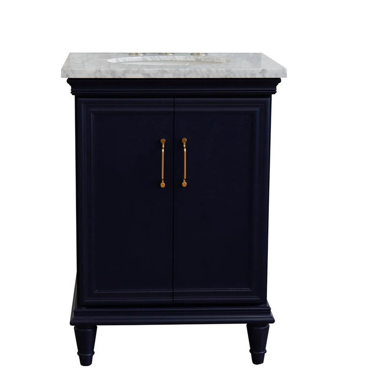 Bellaterra Home, Forli 25" Blue Vanity, Oval Sink, White Carrara Marble#top-options_white-carrara-marble-top