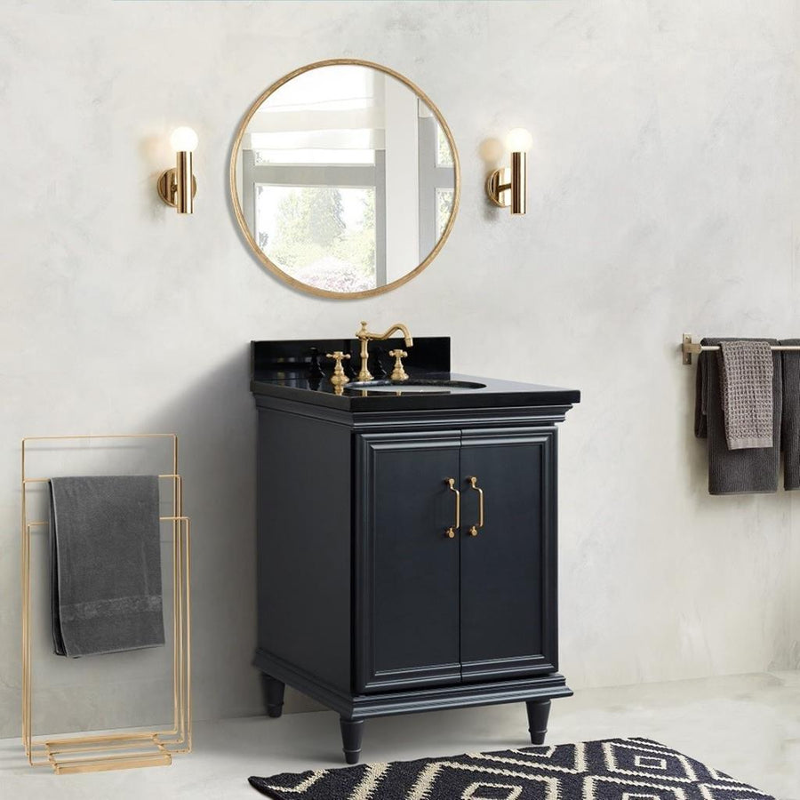 Bellaterra Home, Forli 25" Dark Gray Vanity, Oval Sink, Black Galaxy Granite#top-options_black-galaxy-granite-top