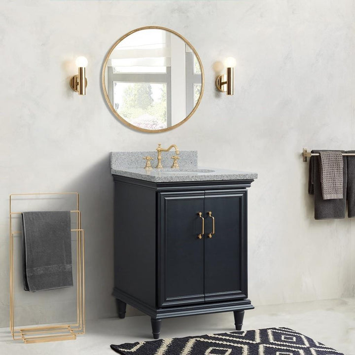 Bellaterra Home, Forli 25" Dark Gray Vanity, Oval Sink, Gray Granite#top-options_gray-granite-top