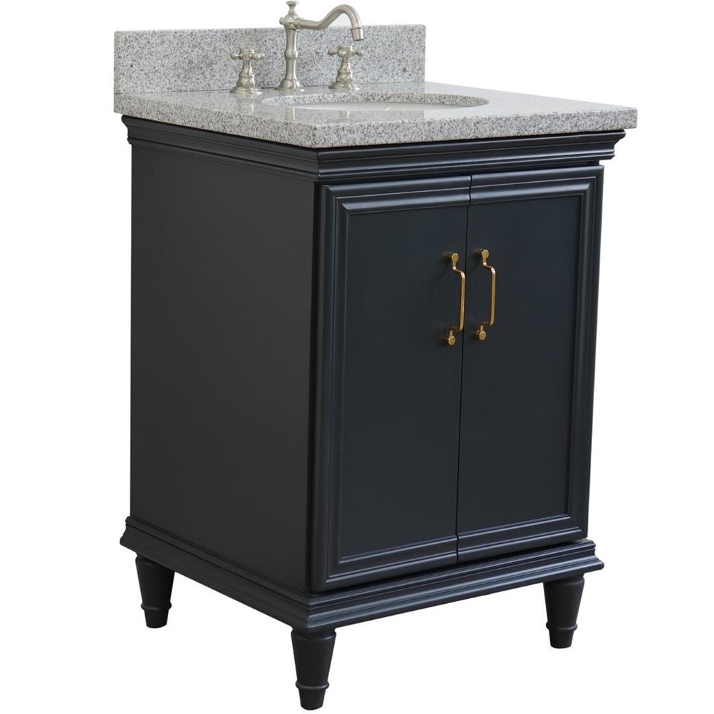 Bellaterra Home, Forli 25" Dark Gray Vanity, Oval Sink, Gray Granite#top-options_gray-granite-top