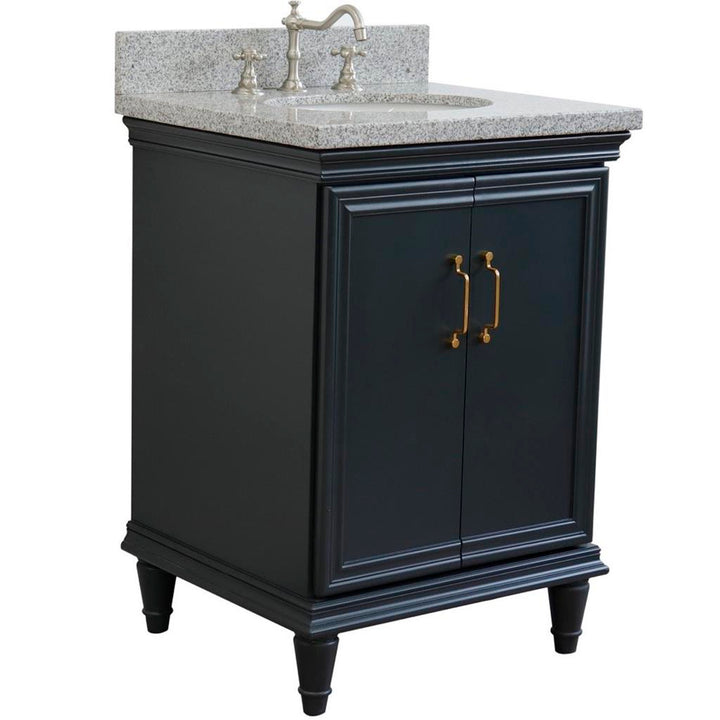 Bellaterra Home, Forli 25" Dark Gray Vanity, Oval Sink, Gray Granite#top-options_gray-granite-top