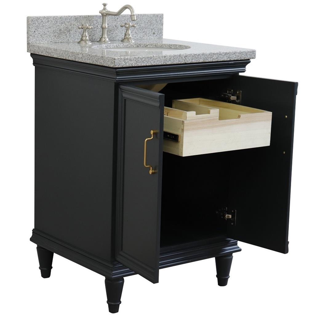 Bellaterra Home, Forli 25" Dark Gray Vanity, Oval Sink, Gray Granite#top-options_gray-granite-top