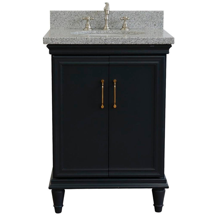 Bellaterra Home, Forli 25" Dark Gray Vanity, Oval Sink, Gray Granite#top-options_gray-granite-top