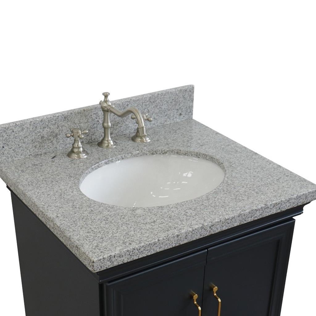 Bellaterra Home, Forli 25" Dark Gray Vanity, Oval Sink, Gray Granite#top-options_gray-granite-top