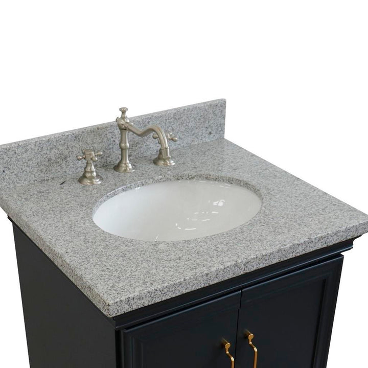Bellaterra Home, Forli 25" Dark Gray Vanity, Oval Sink, Gray Granite#top-options_gray-granite-top